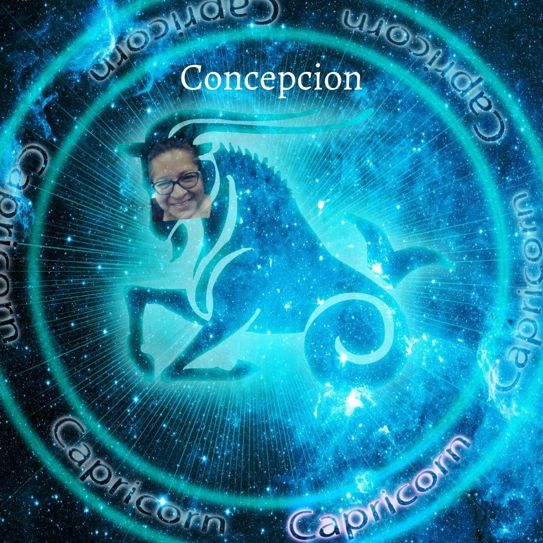 Connie’s face grins out of the Capricorn goat, which is her astrological sign.
