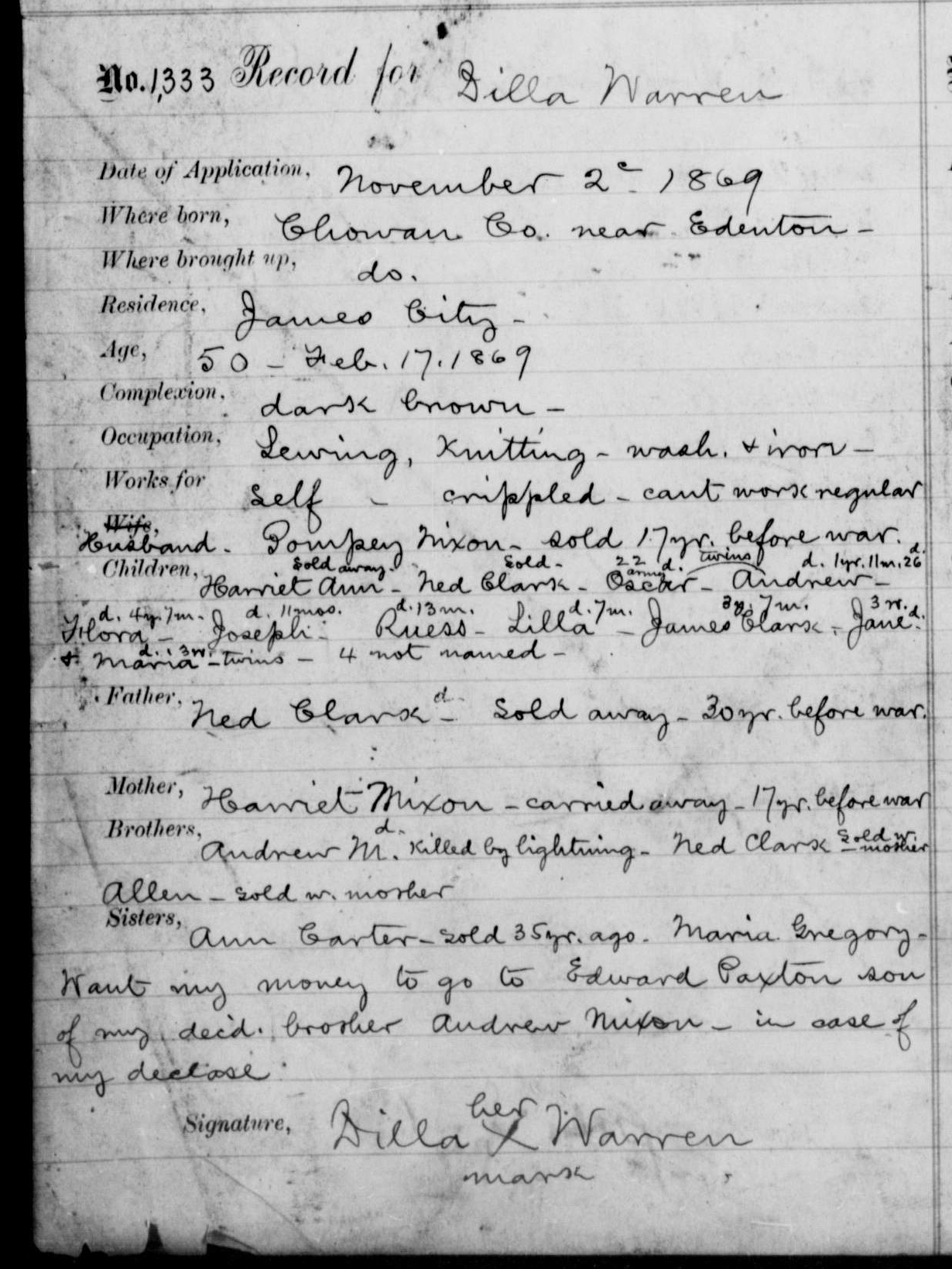 Bank record for Dilla Warren