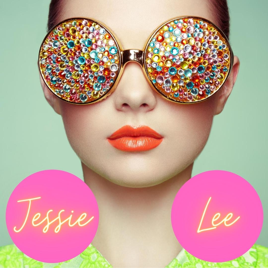 A glamorous girl wearing colorful sunglasses represents Jessie’s flair for fun.