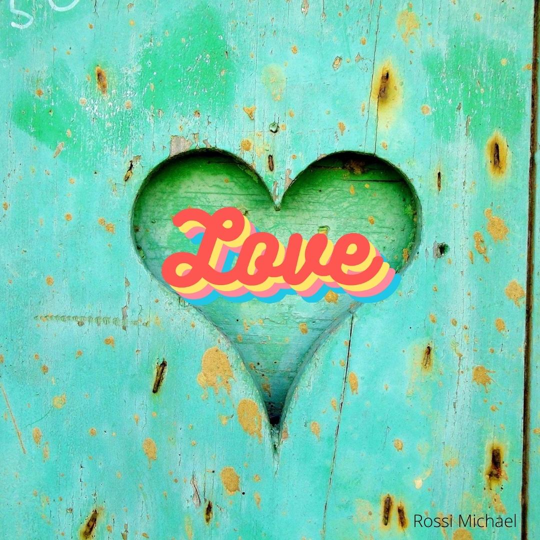 The word “Love” inside a turquoise heart shape.