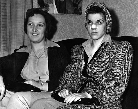 "Jane Leggitt, left, and Patricia Joapes are shown today when they came to the sheriff's vice squad headquarters