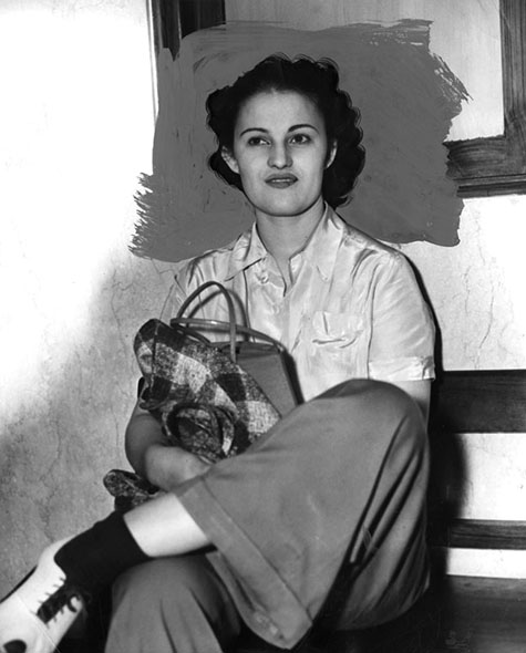 Photograph caption dated May 9, 1940 reads, "Florine French - Tells of White Slave Life." 