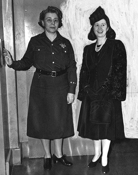 December 9, 1941 Ann Forst of Los Angeles is shown at right, at left is Jail Matron Vada Russell