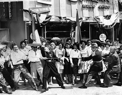 The original battle of Puebla is re-enacted at a Cinco de Mayo fete on May 5, 1960