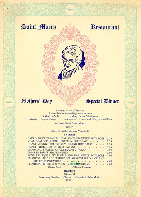 mothers day menu