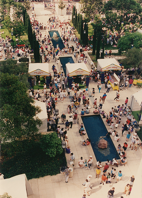 Families fill the Maguire Gardens on Central Library's reopening day 