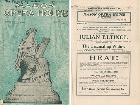 Mason House Opera Program for the Los Angeles run of The Fascinating Widow in 1912