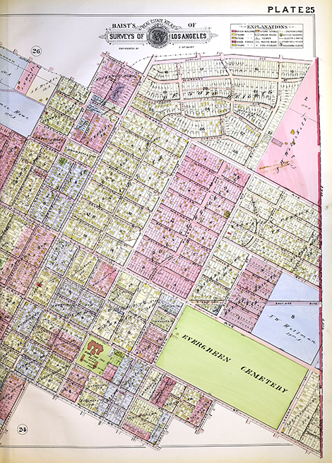 Evergreen Cemetery map founded in 1877 