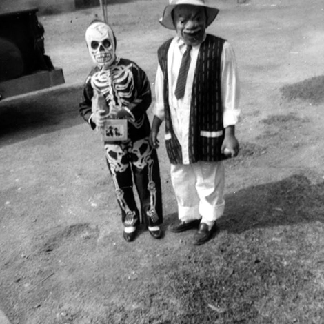 Boys in Halloween costumes