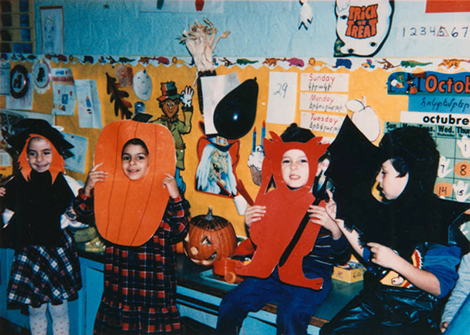 children in Halloween costumes