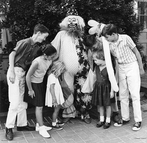 Oxo the clown with school children