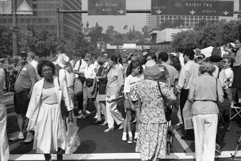 crowds gather for library opening 1993