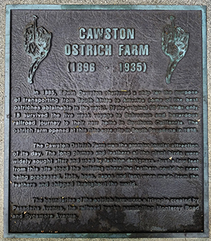 The plaque on the corner of Sycamore and Pasadena Avenue 