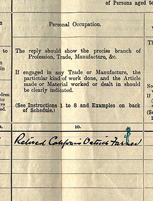 Cawston’s response to his occupation on the 1911 English census