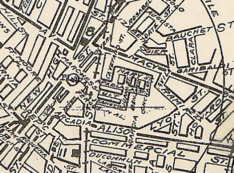 Rueger’s map of the city in 1902, once more excluding name Chinatown but including Ferguson’s alley.