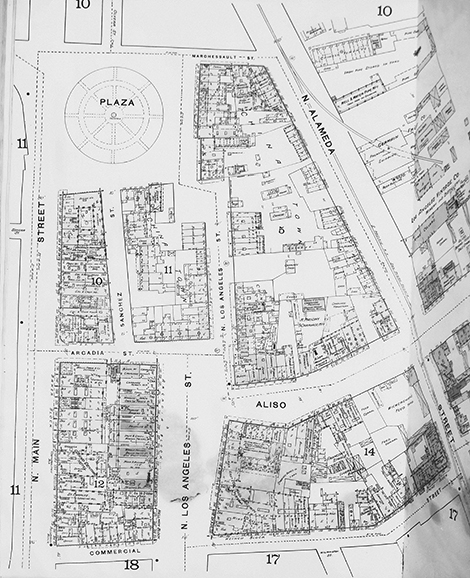 Sanborn Fire Insurance Atlas of 1888 showing details on buildings and activities 