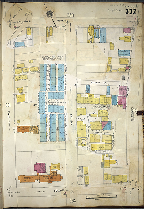 Over a few blocks is “new” Chinatown  in 1950 with Jing Jing Road and GingLing Way amongst others.