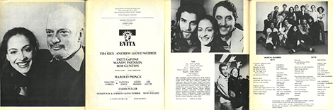 The program for the American Premiere Of Evita  at the Dorothy Chandler Pavilion dated May 1979.