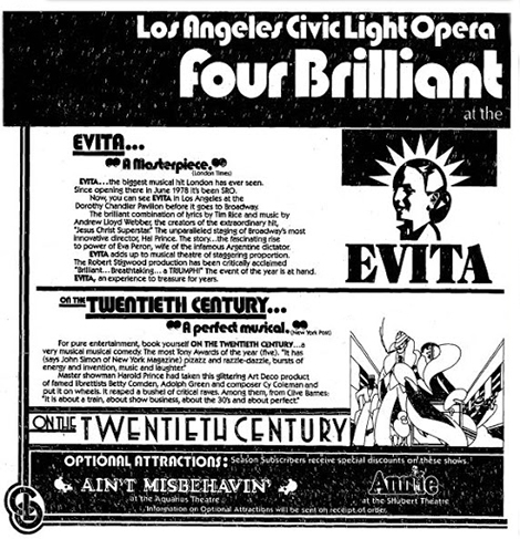 April 1979 Los Angeles Times advertisement for the Los Angeles Civic Light Opera.