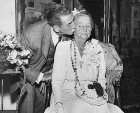 Isabella Horton receives kiss from son Edward Everett Horton