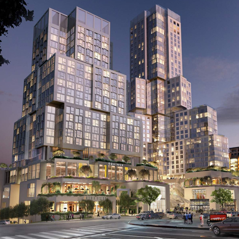 artist rendering of new downtown building complex