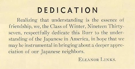 close up of yearbook dedication page