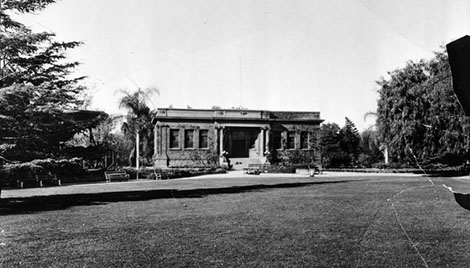 The Monrovia Public Library and surrounding grounds