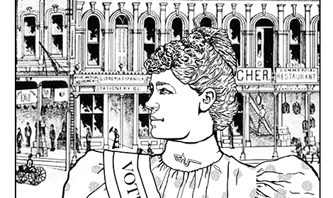 Line drawing of Mary Emily Foy