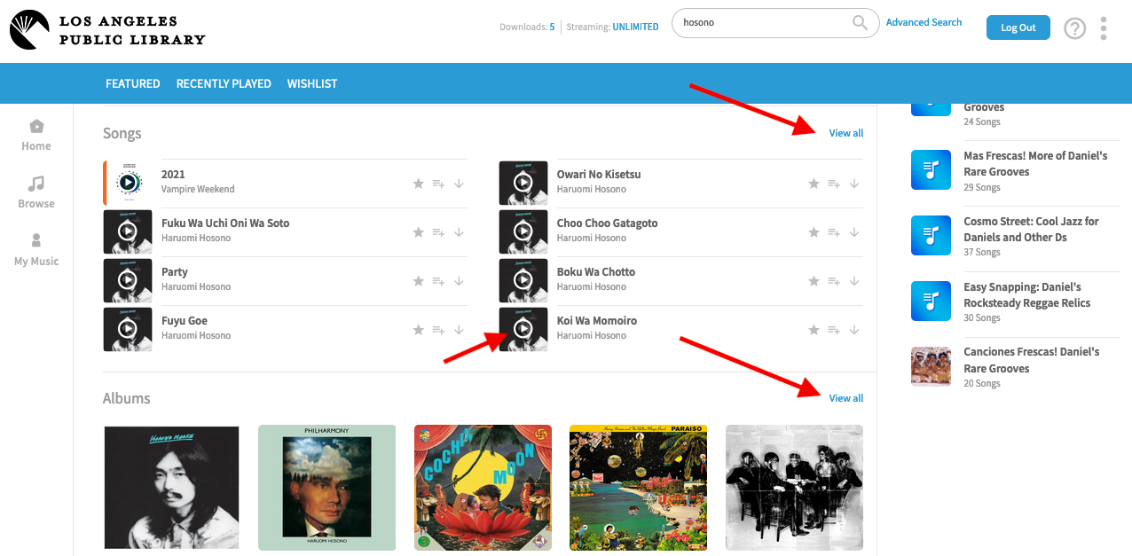 screen shot of freegal