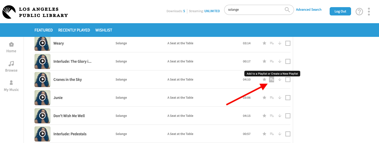 screenshot of Freegal