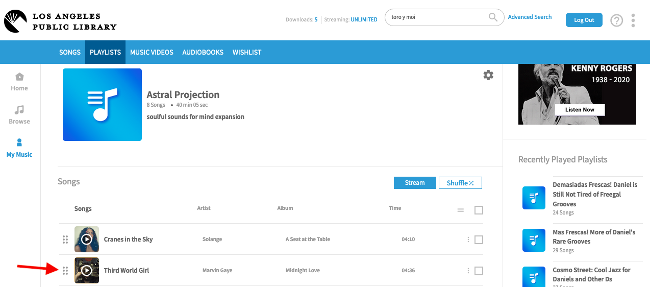 screenshot of Freegal