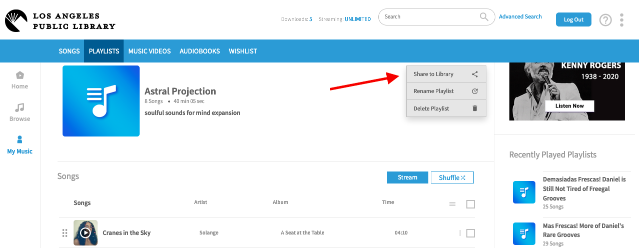 screenshot of Freegal