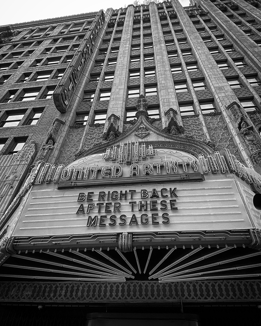 A sign put up by United Artists Theatre