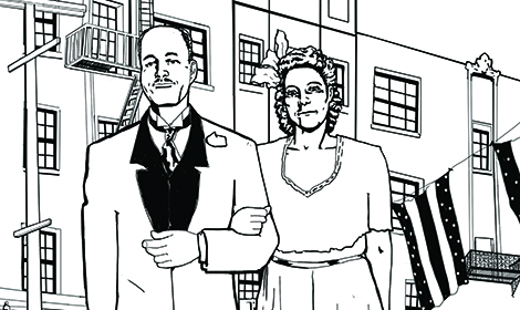 line drawing of Dr. Vada Watson and John Somerville