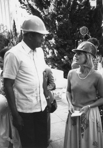 Betty Gay takes Mayor Tom Bradley on a tour of Central Library