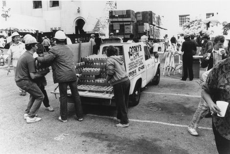 food unloaded off a truck