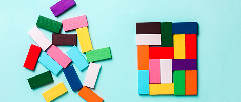 colorful blocks out of order then in order