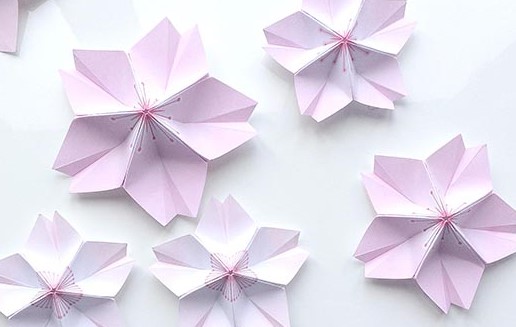 pink cherry origami flowers