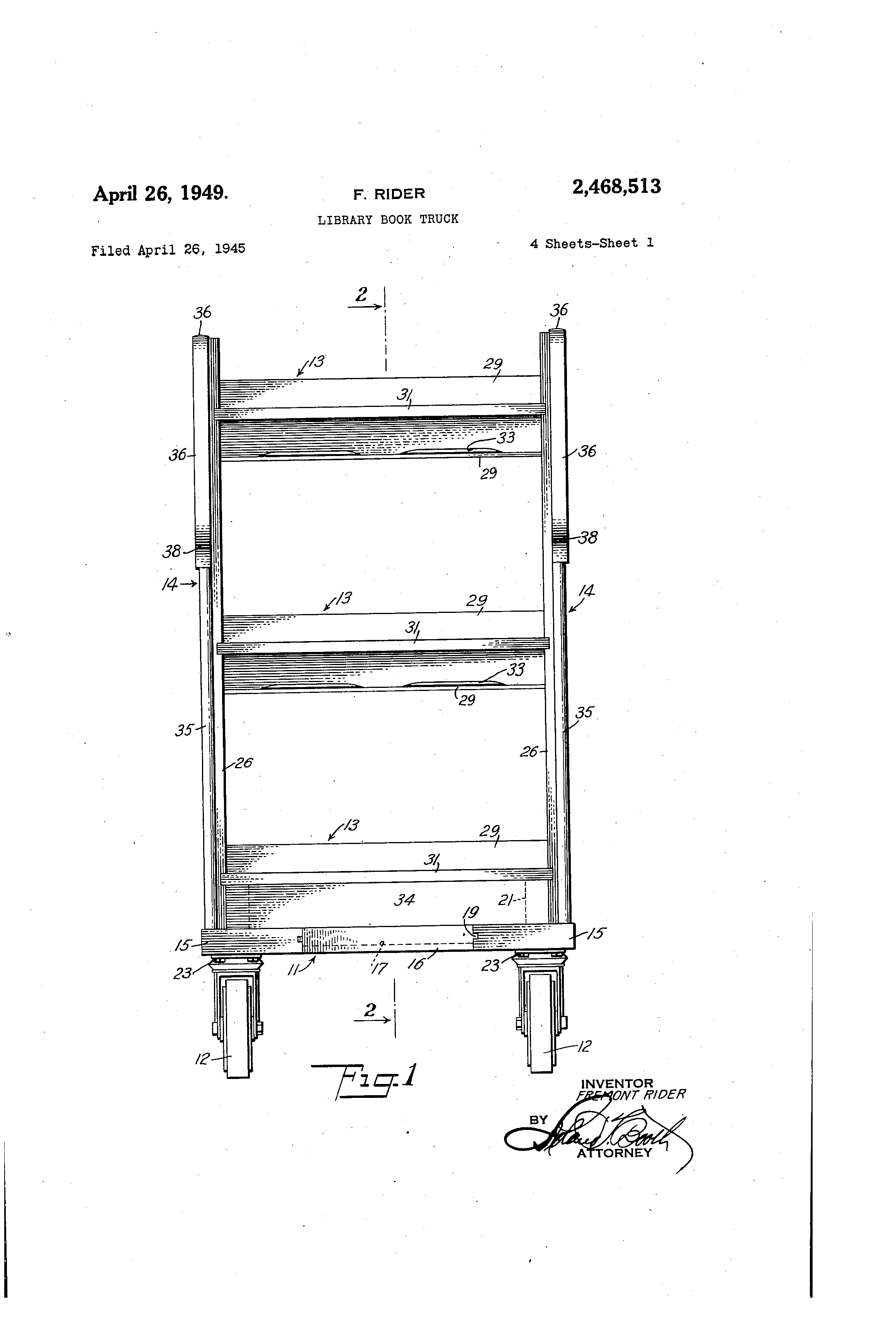 Book truck patent drawing