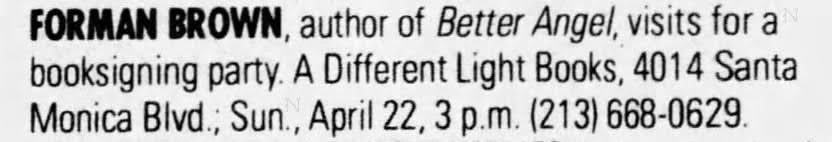 Forman’s name on 1990 Calendar event from the LA Weekly