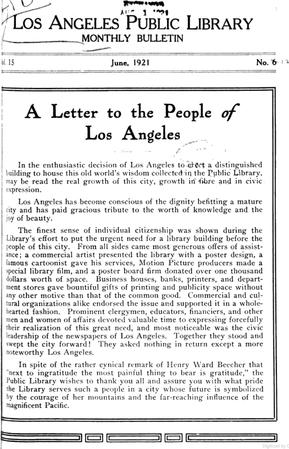 monthly bulletin 1921
