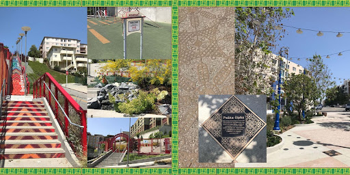 The Ord and Yale Street Park (left) and pocket park honoring the contributions of Croatian Americans and Italian Americans in Los Angeles located at West Cesar Estrada Chavez Avenue and Grand Avenue