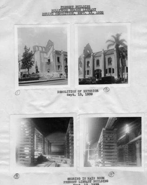 Demolition of exterior and shoring of the main room of the (1923) Hollywood Branch Library