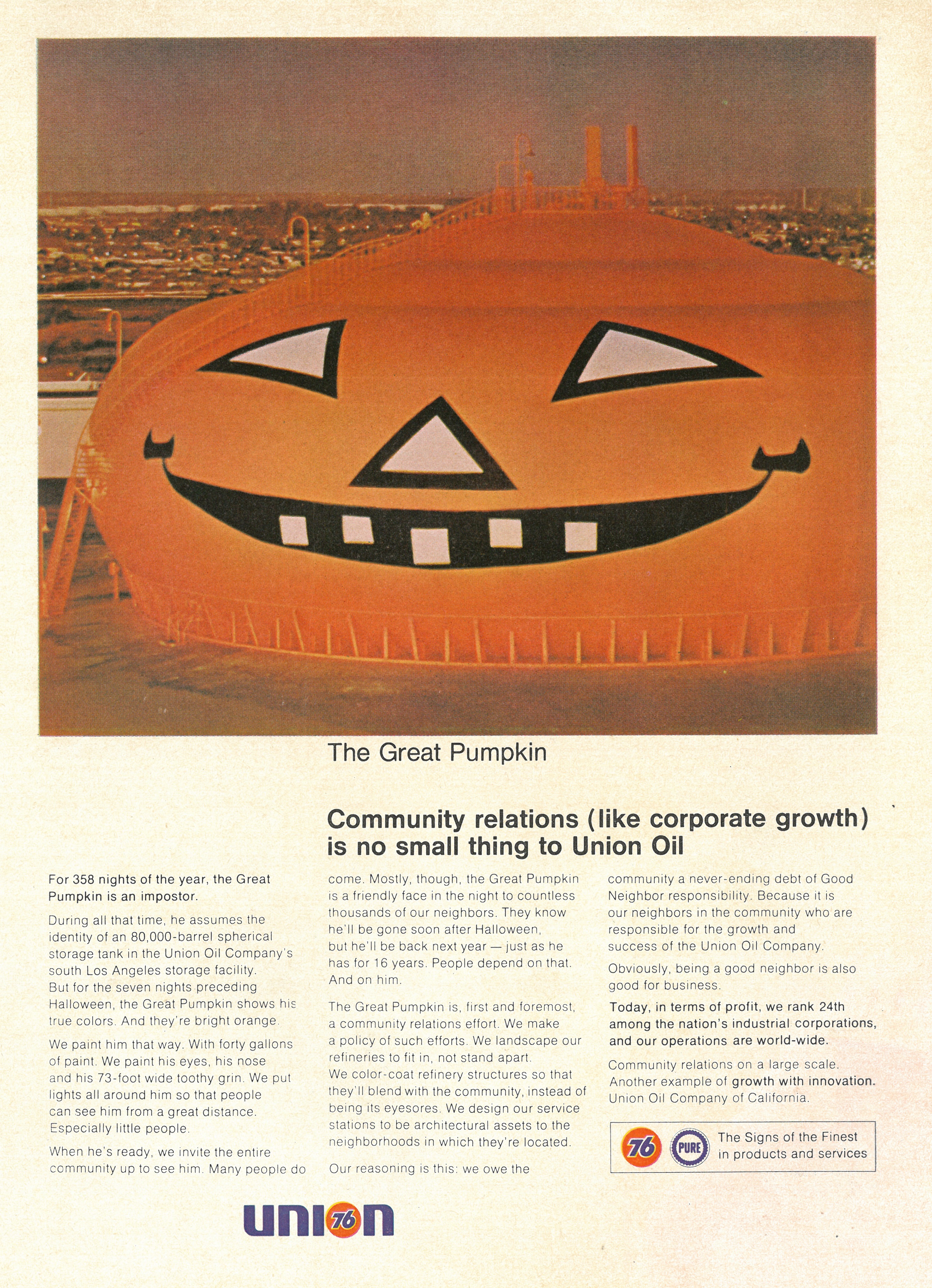 Union Oil advertisement from the early 1970s. 