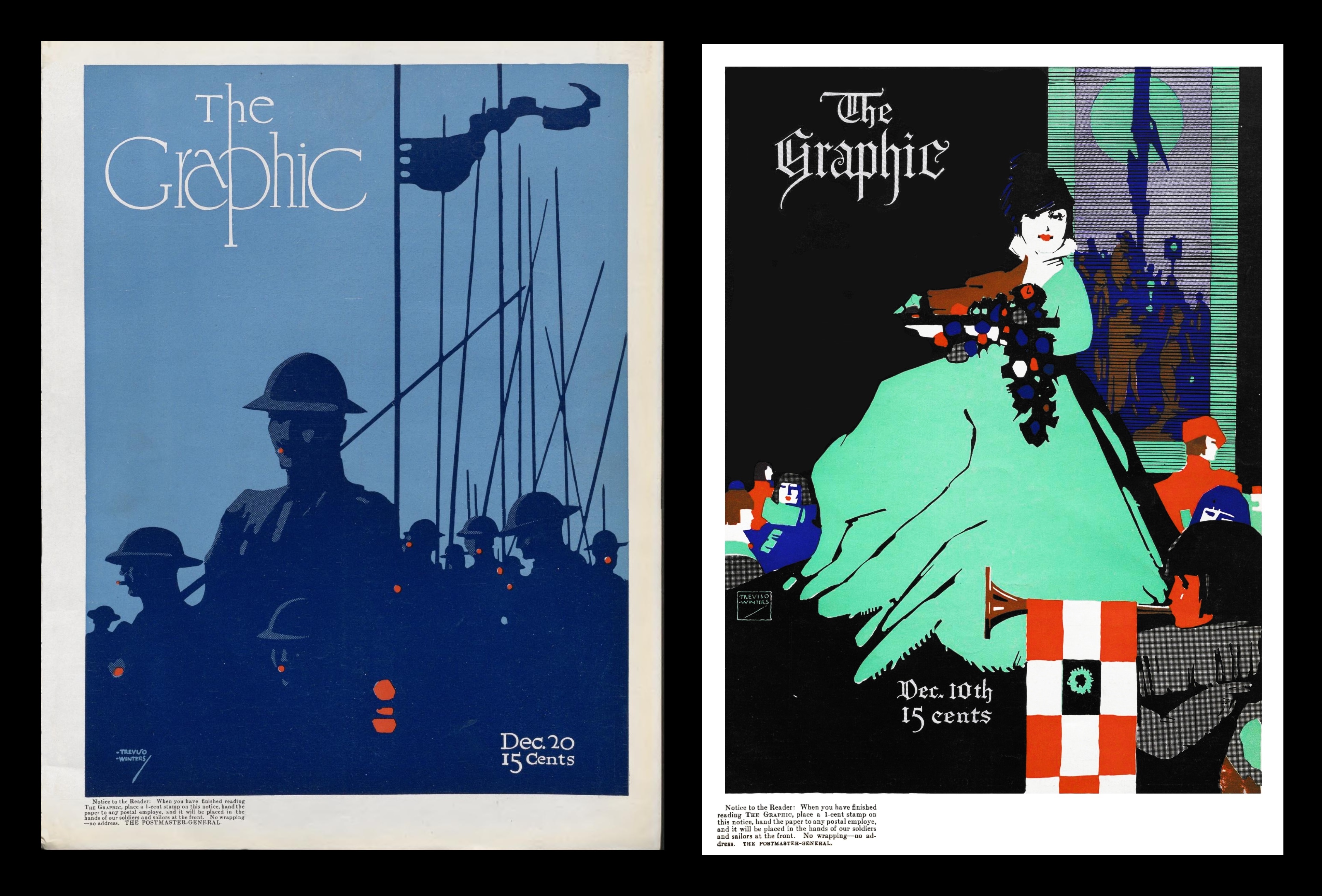A pair of covers from Louis Treviso and his sometime collaborator, Ray Winters both dated December 1917