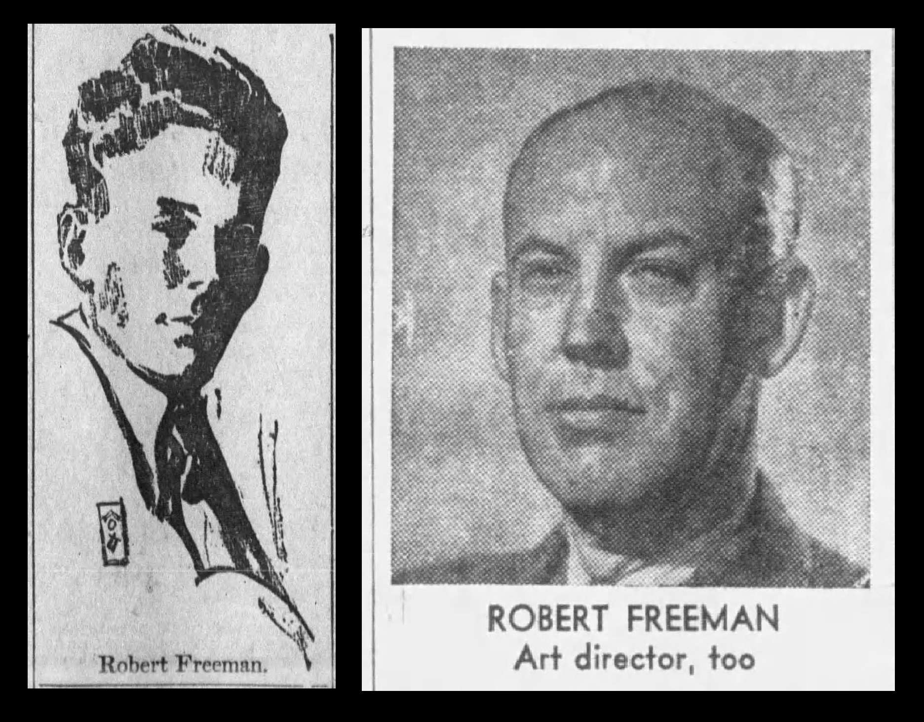 Early sketch of Freeman appearing in the Los Angeles Times 