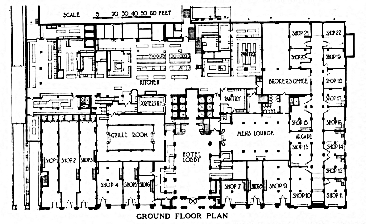 The Original 1923 floorplan of the Ground and Mezzanine floors. Architect & Engineer