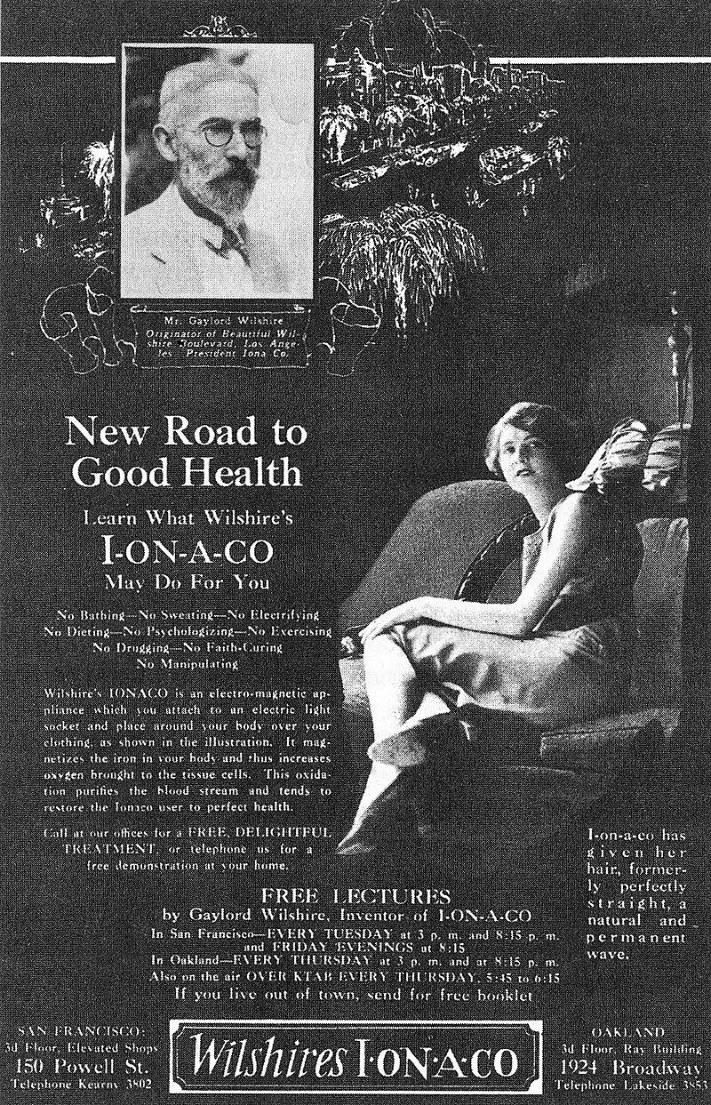 An advertisement for Gaylord Wilshire's I-on-a-co which lists adding curls to straight hair as one of its many benefits