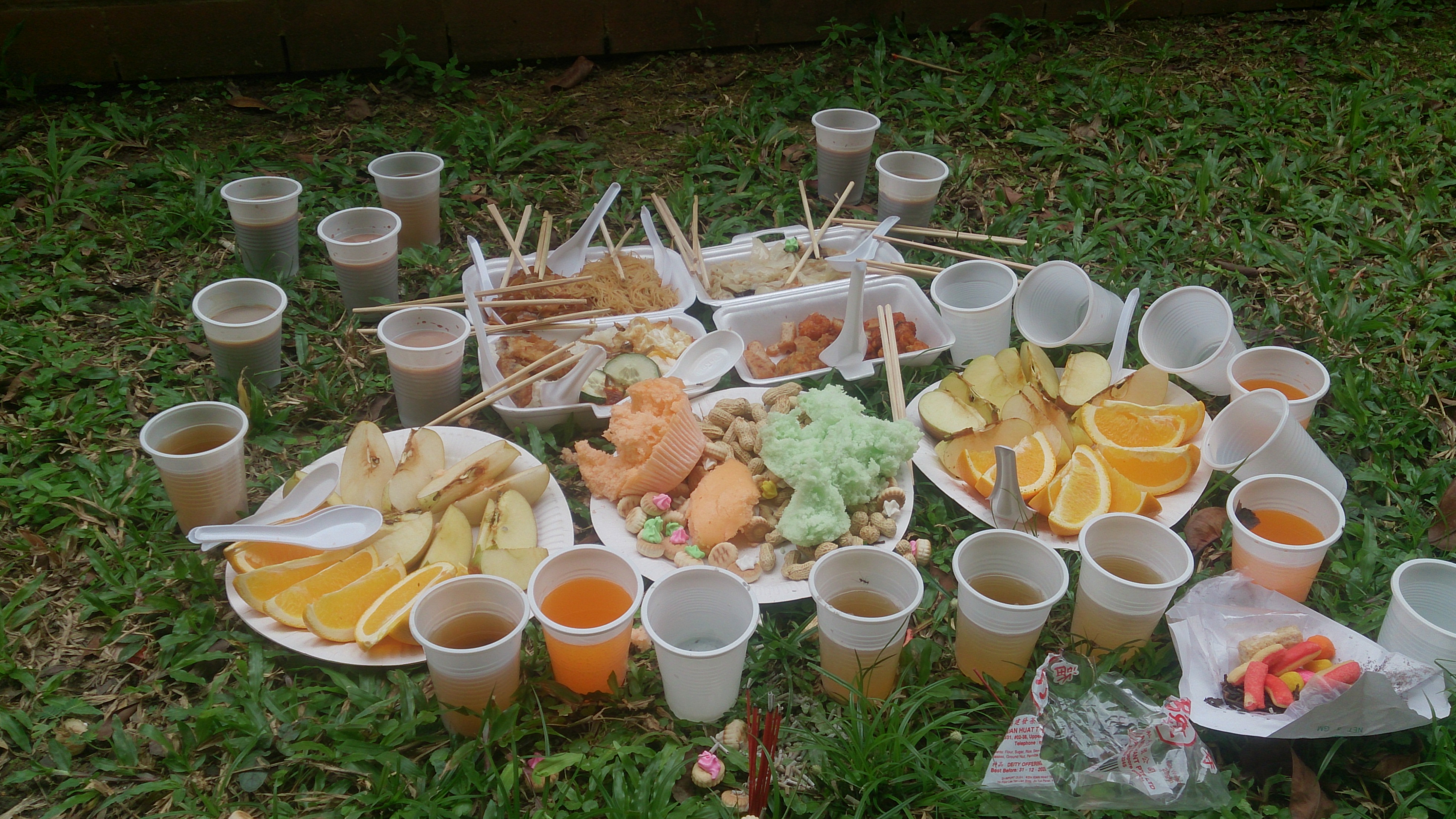 7th month food offerings at the Hungry Ghost Festival in Singapore