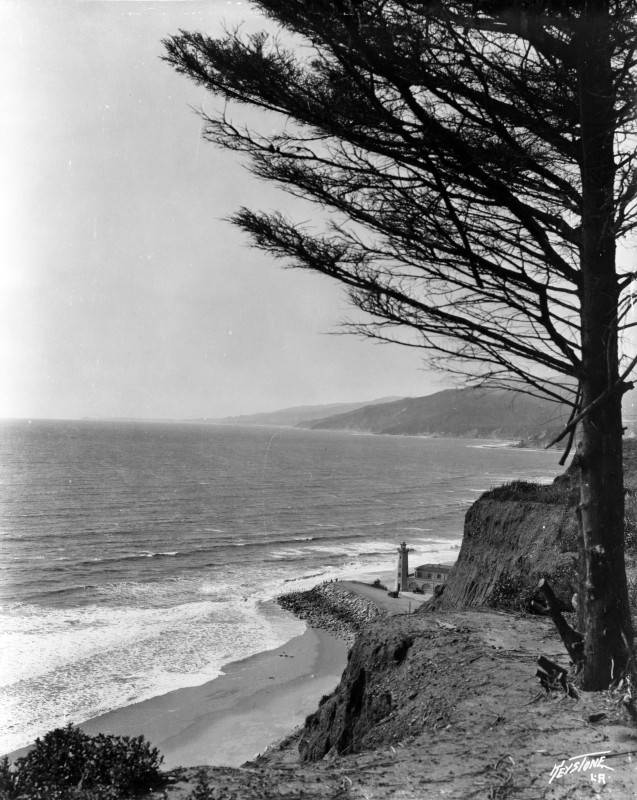 Santa Monica Bay with lighthouse, 1927